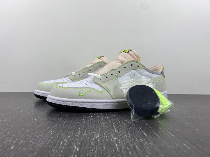 air jordan 1 retro low white ghost green black dm7837-103