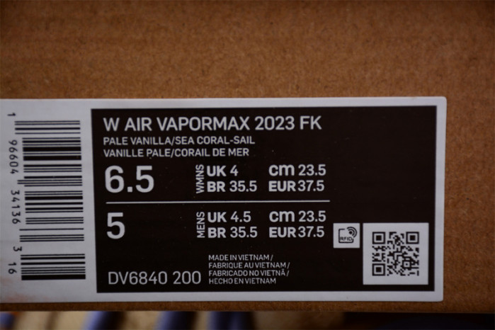 nike air vapormax 2023 flyknit pale vanilla sea coral dv6840-200