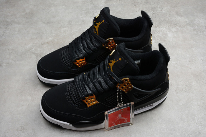 air jordan 4 “royalty” black/metallic gold-white mens 308497-032