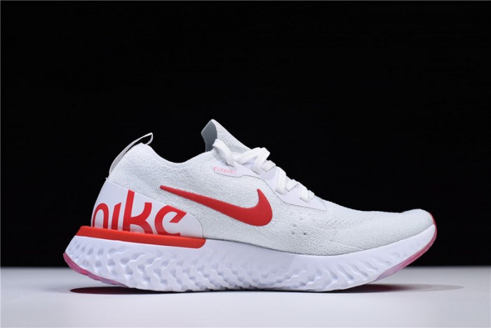 nike epic react flyknit white red aq0067 800